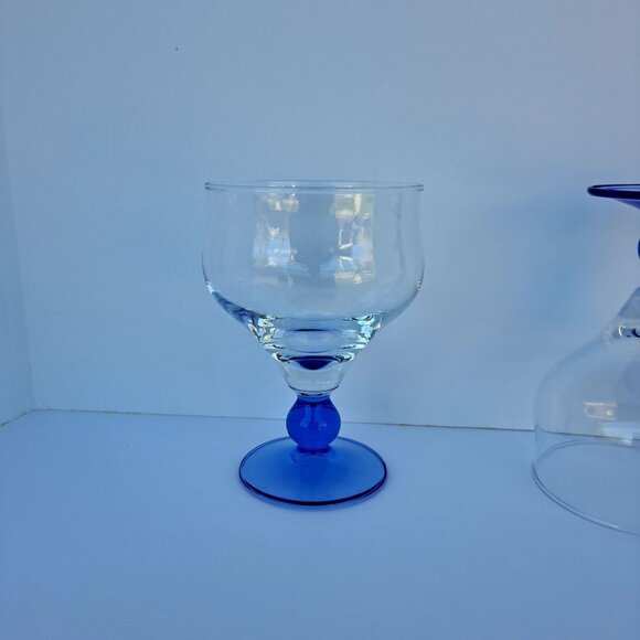 Bormioli Rocco Minorca Footed Dessert Margarita Glasses Set Of 2 Blue Stem - Picture 6 of 13